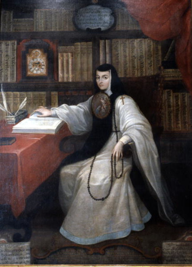 Detail of Portrait of Sor Juana Ines de la Cruz, 1750 by Miguel Cabrera