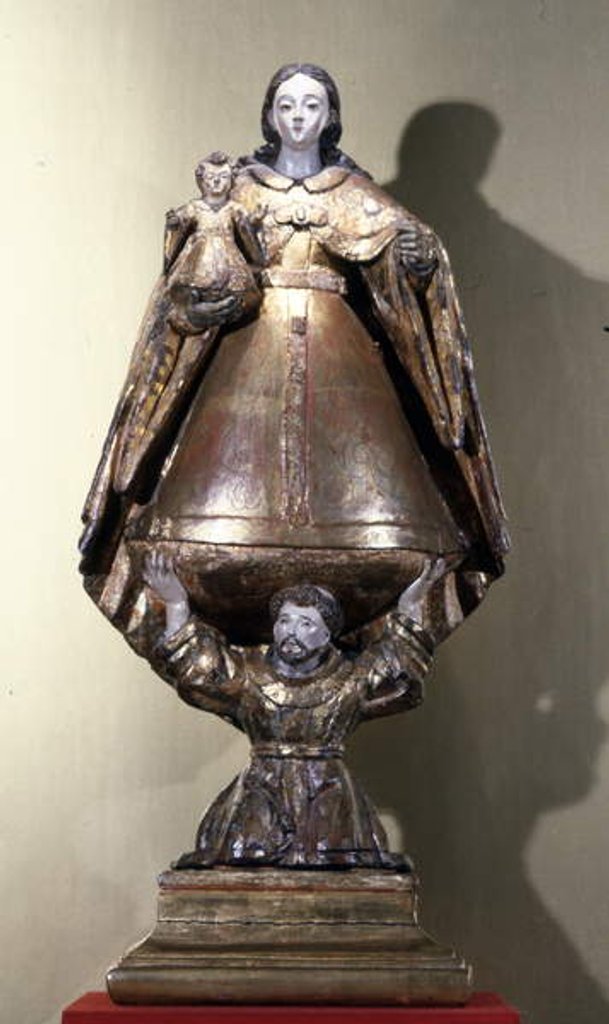 Detail of St. Francis sustaining the Madonna and Child by School Mexican