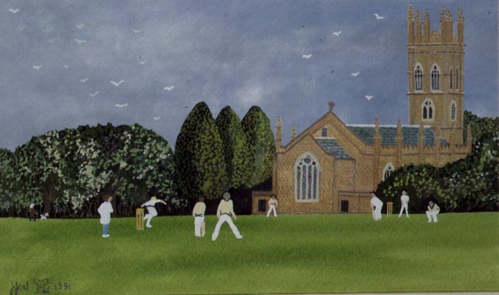 Detail of Cricket on Churchill Green by Judy Joel
