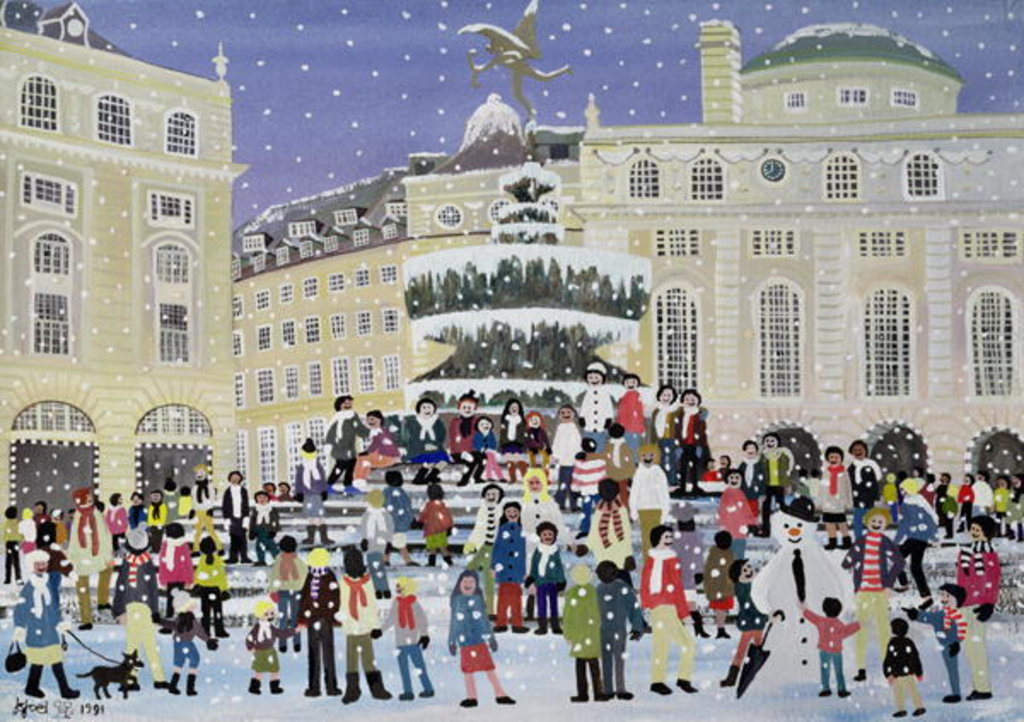Detail of Piccadilly Snow Scene by Judy Joel