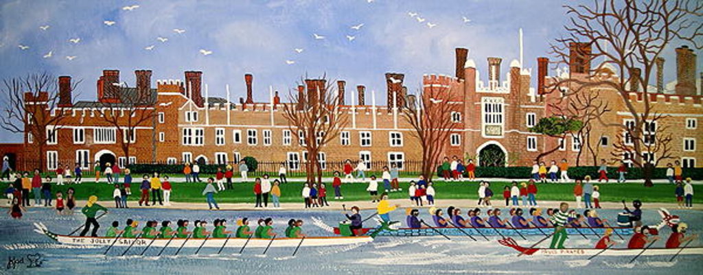 Detail of Dragon boat racing at Hampton Court, 1993 by Judy Joel