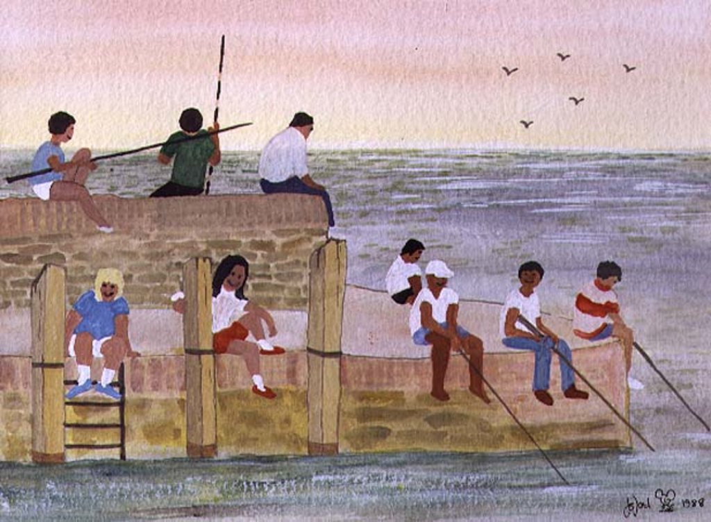 Detail of Twilight Fishing, 1988 by Judy Joel