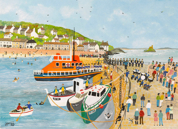 Detail of Blessing of the Lifeboat at Mousehole, 2013 by Judy Joel