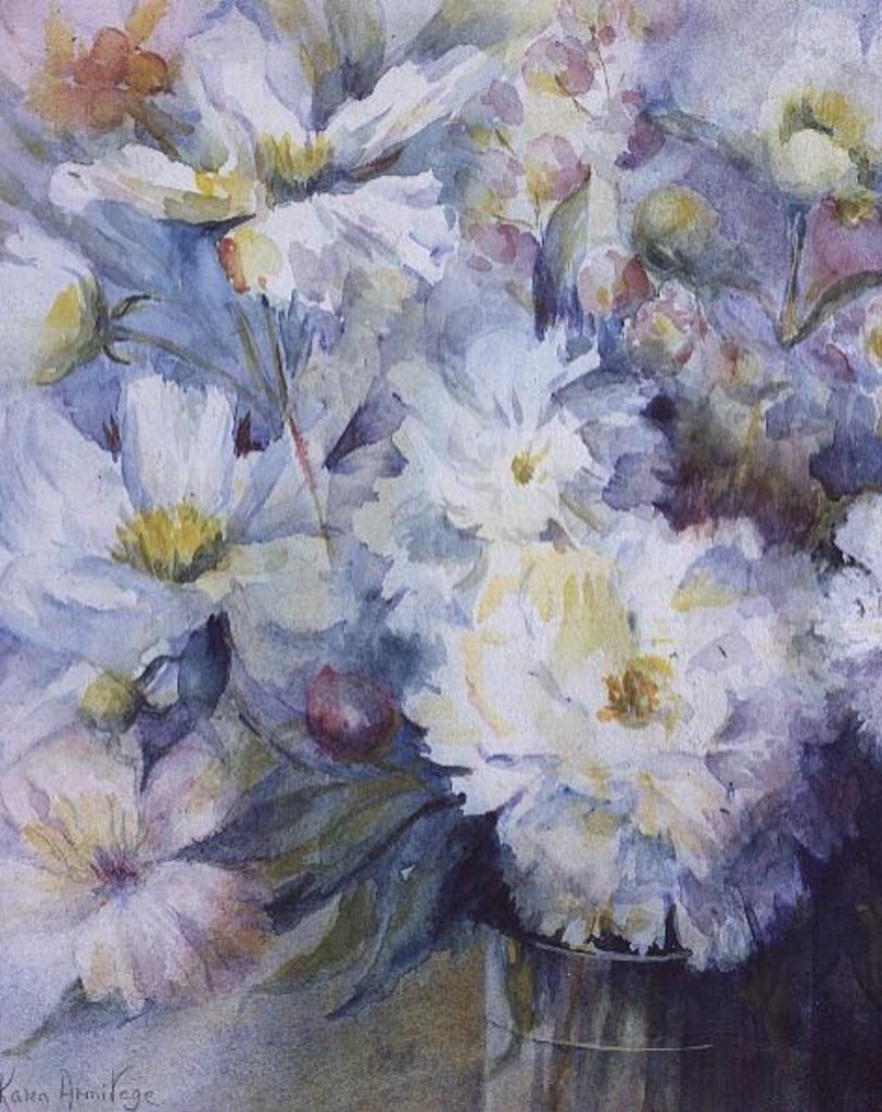 Detail of Peonies - Festive Maxima by Karen Armitage