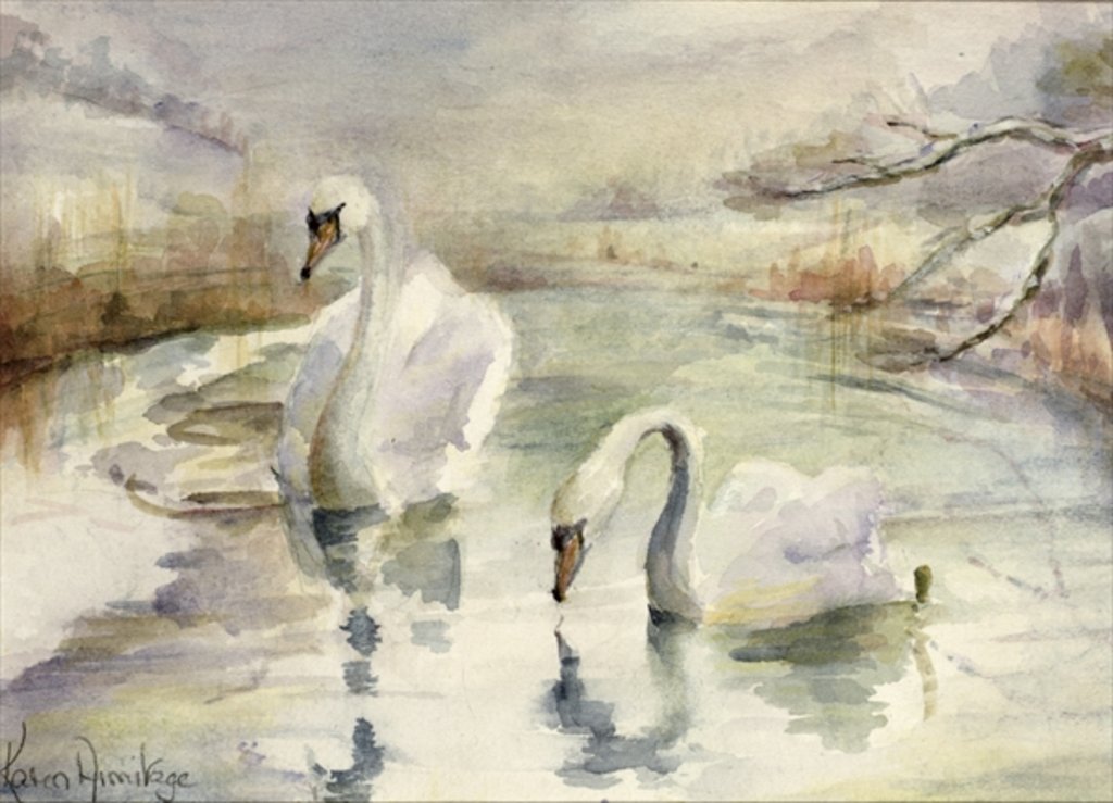 Detail of Swans in Winter by Karen Armitage