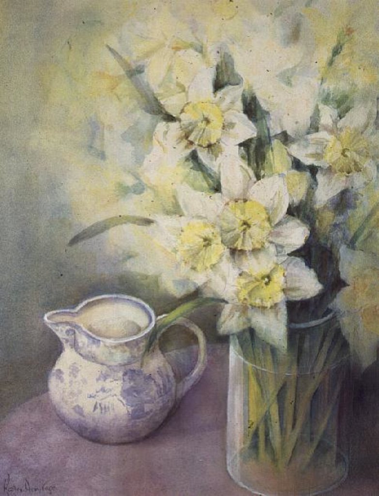 Detail of Daffodils with Oriental Jug by Karen Armitage