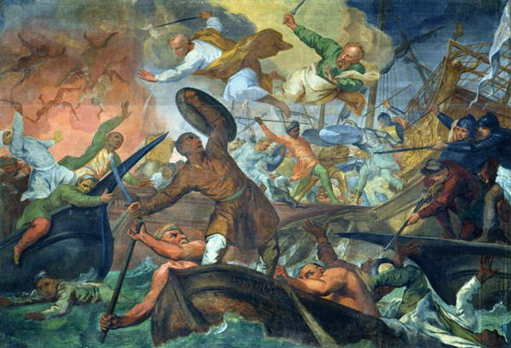 Detail of The Miraculous Intervention of SS Peter and Paul in the Battle of Lepanto, 7th October 1571 by Ottaviano Dandini