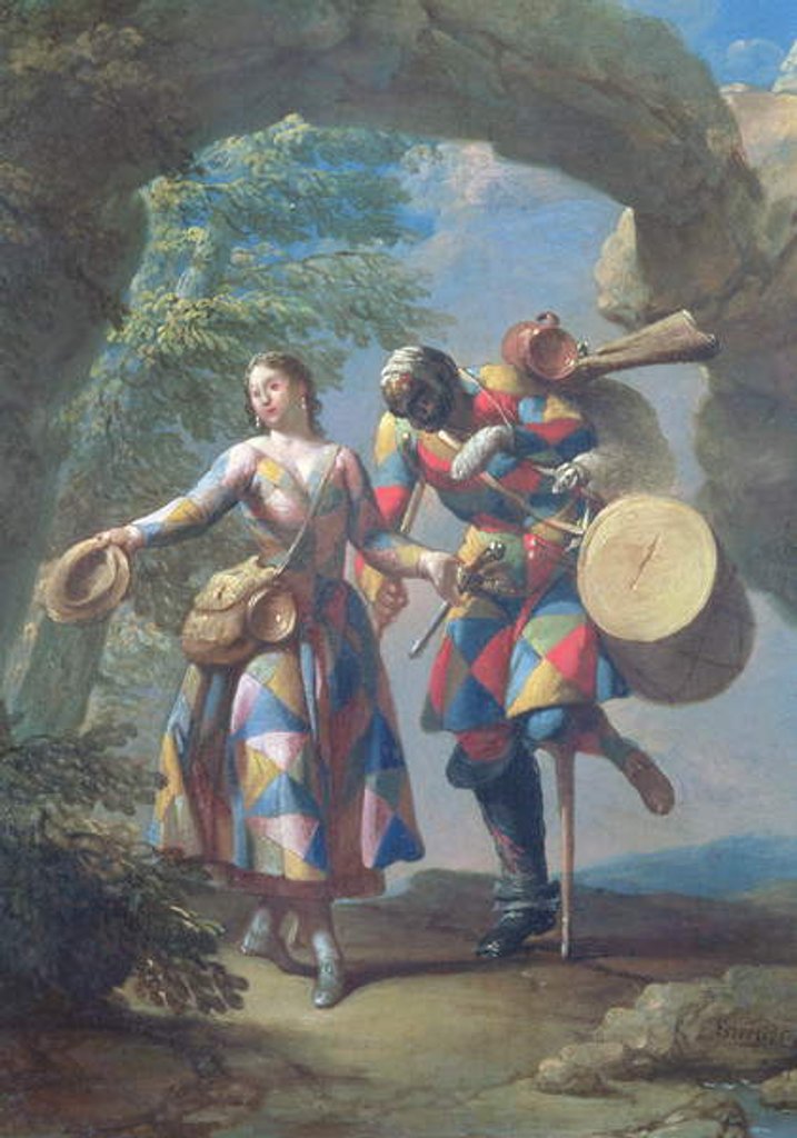 Detail of A Harlequin Returning from War, c.1742 by Giovanni Domenico Ferretti