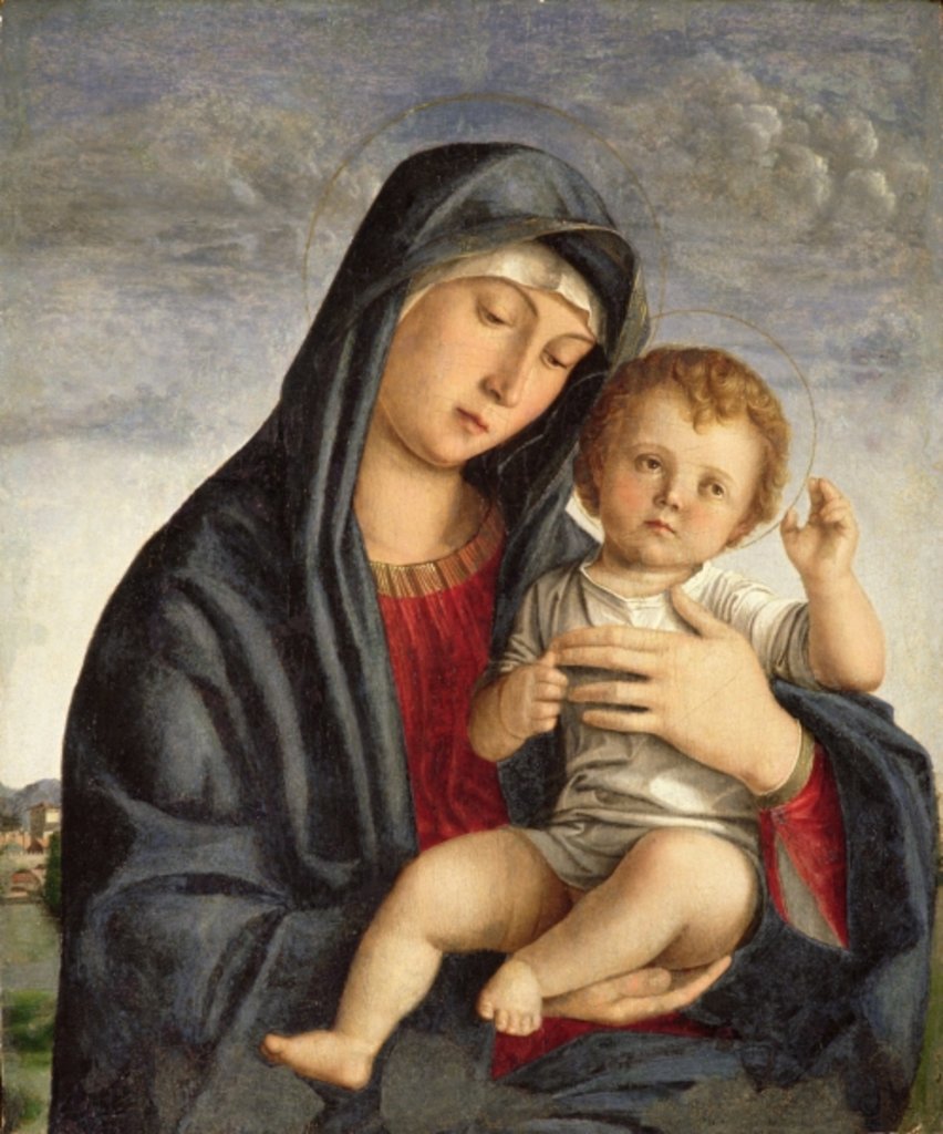 Detail of Madonna and Child by Giovanni (and assistants) Bellini