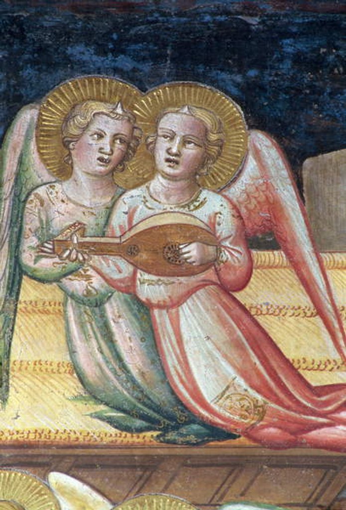 Detail of Two Musical Angels, a detail from The Life of the Virgin and the Sacred Girdle by Agnolo Gaddi