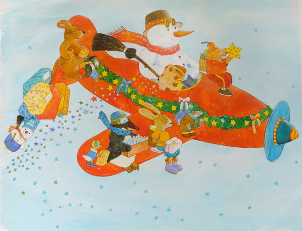 Detail of Chistmas Airplane with Snowman by Christian Kaempf