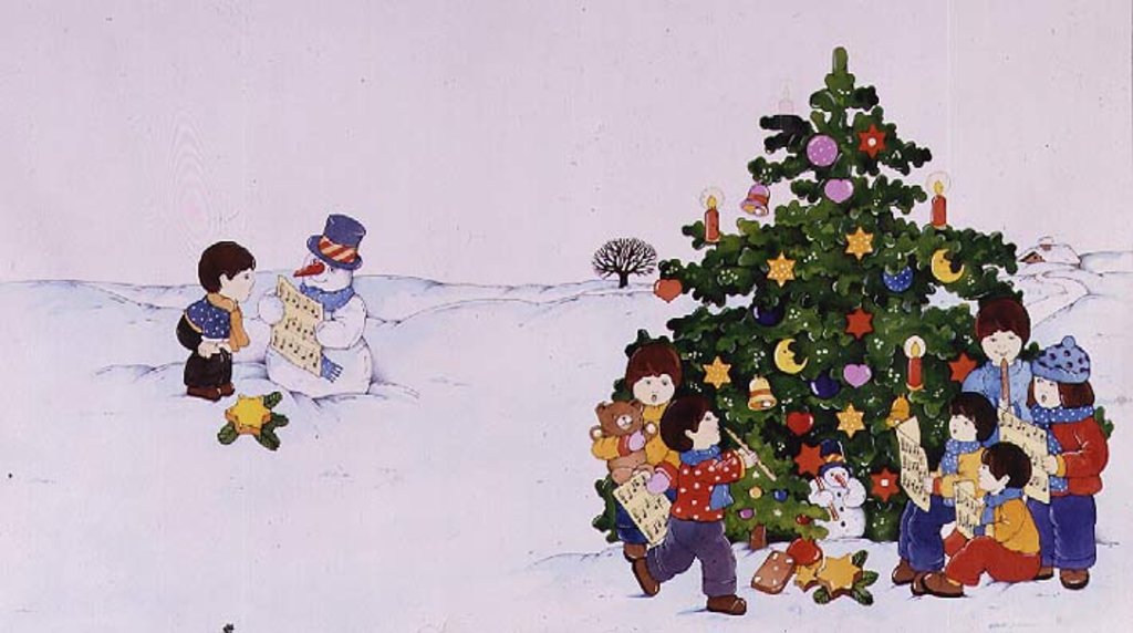 Detail of Carol Singers in front of a Christmas Tree by Christian Kaempf