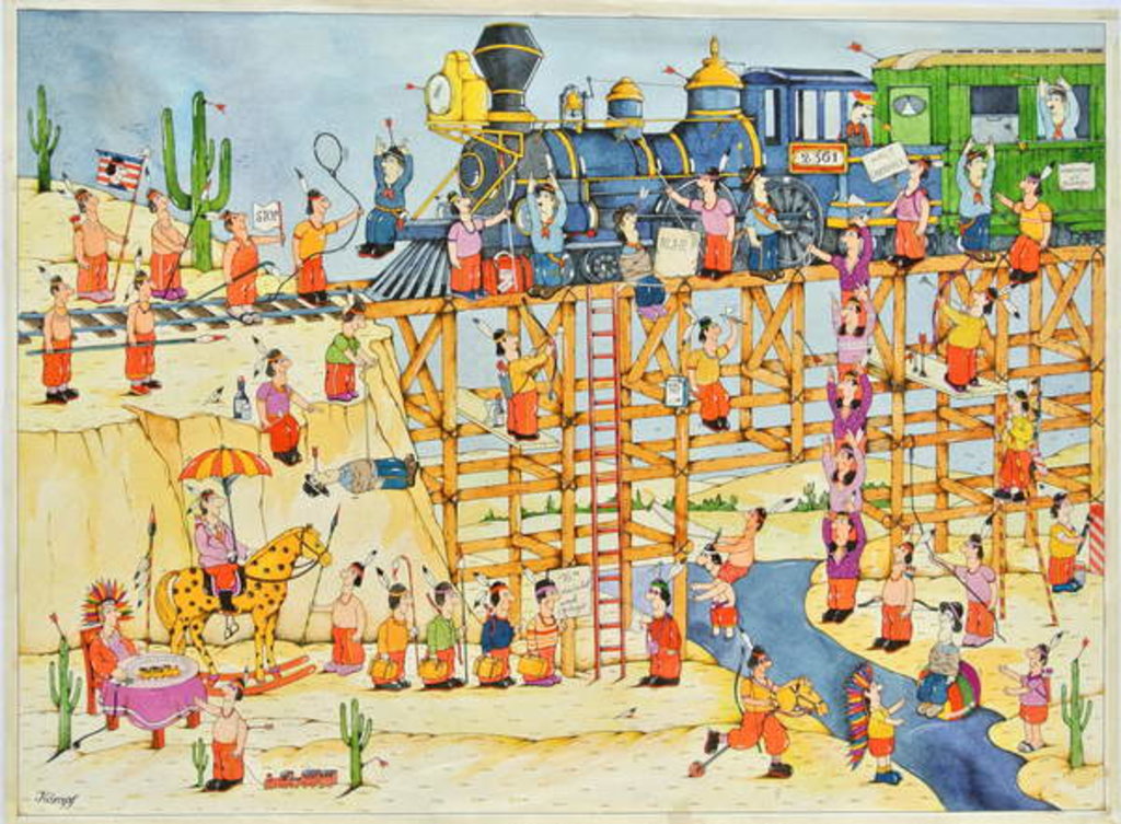 Detail of Indian Attack on a Train, 1988 by Christian Kaempf