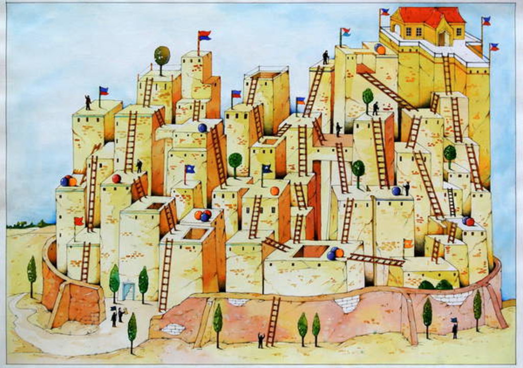 Detail of Town and Ladders by Christian Kaempf