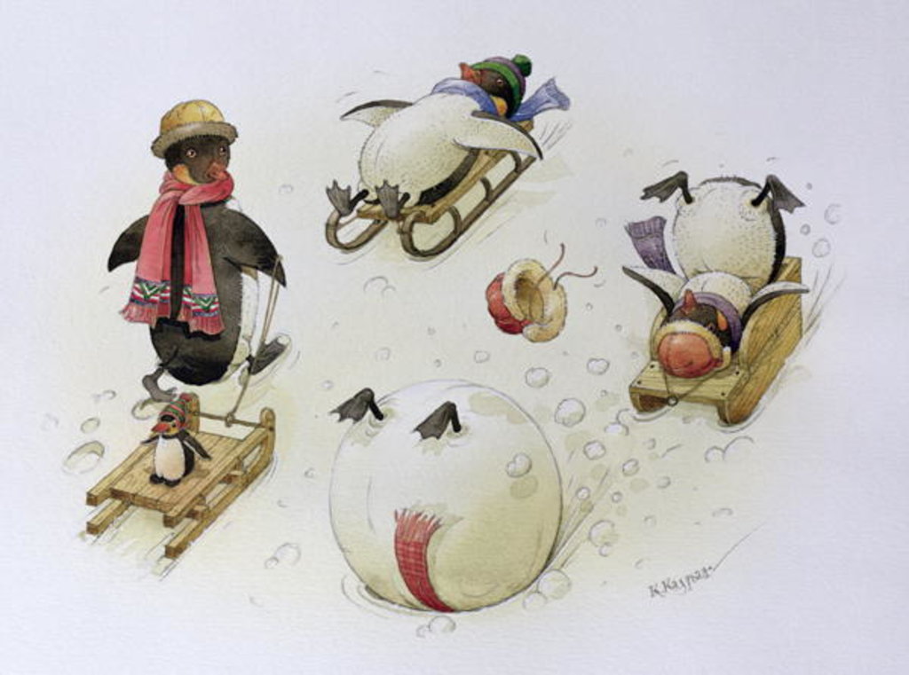 Detail of Penguins Sledging, 1999 by Kestutis Kasparavicius