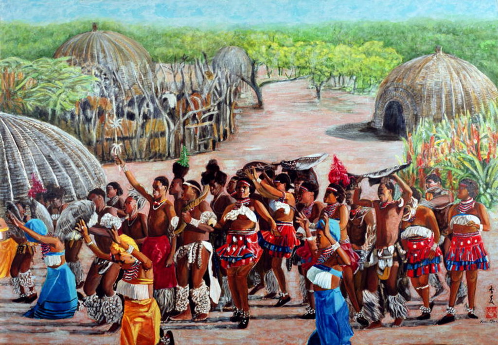 Detail of Zulu Celebration, 1989 by Komi Chen