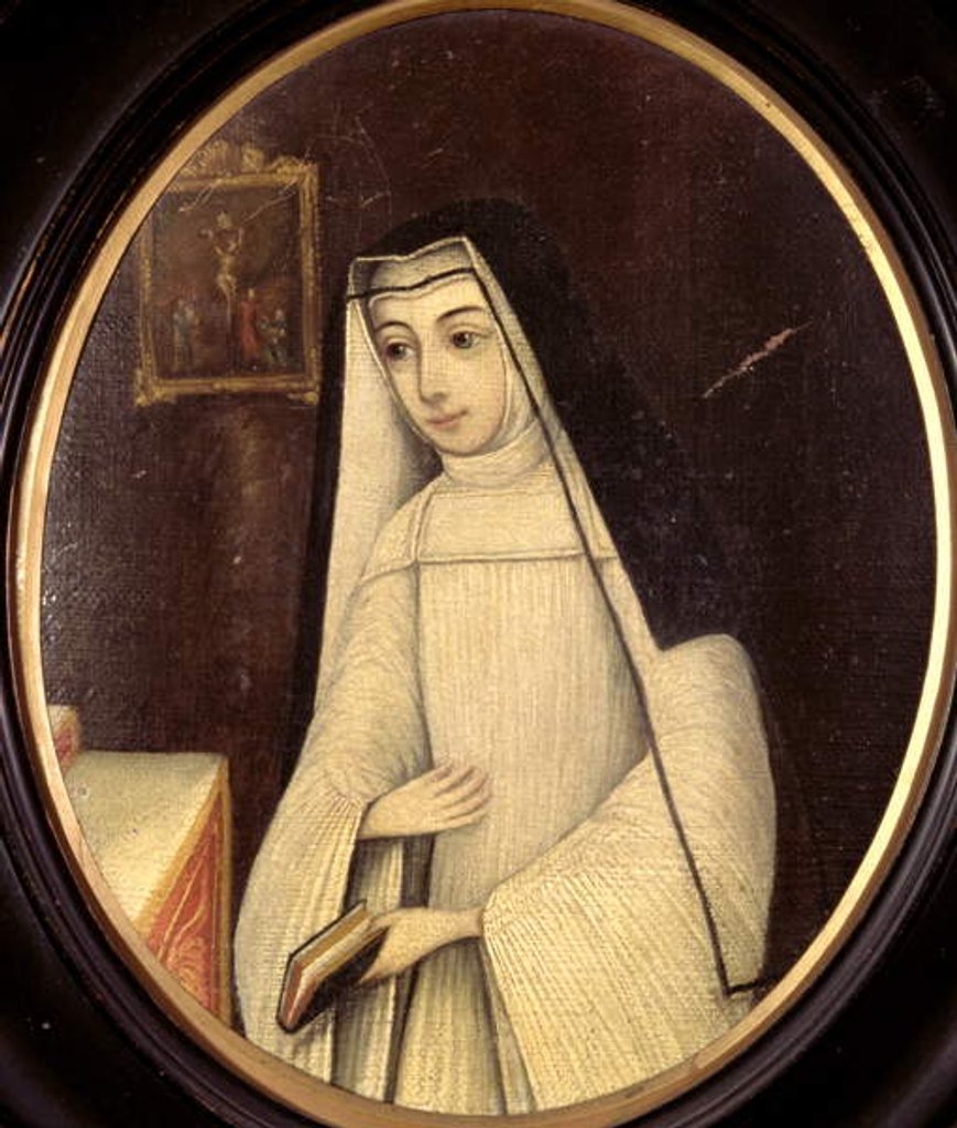 Detail of Frances Justina Huddleston in the habit of a nun of the order of Augustinian Canonesses at the English Convent in Bruges, c.1727 by Netherlandish School