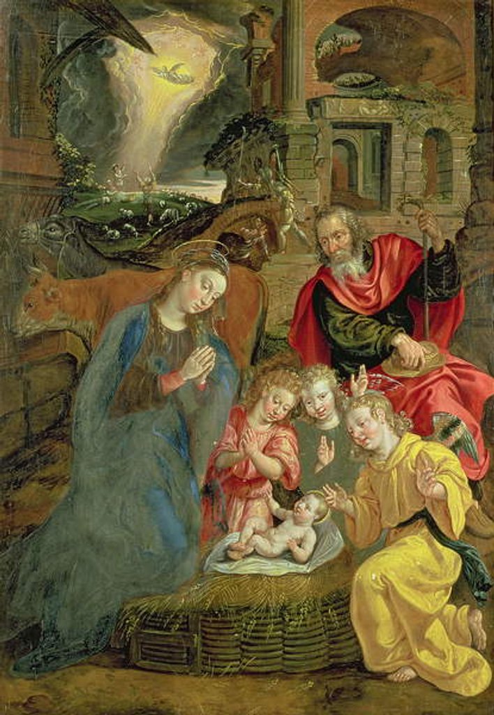 Detail of Birth of Christ by Maarten de Vos