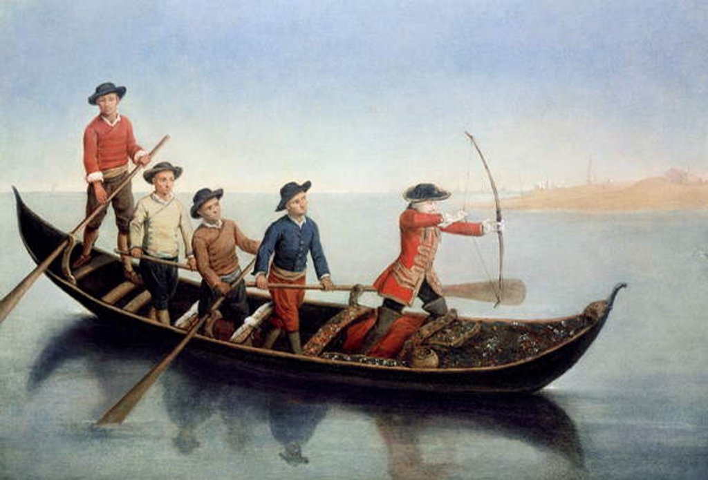 Detail of Hunting wild duck with bows and arrows by Pietro Longhi