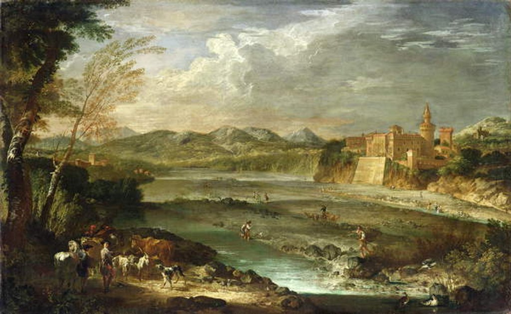Detail of The Valley of Trebbia with the Castle of Rivalta, c. 1720 by Giovanni Paolo Pannini or Panini