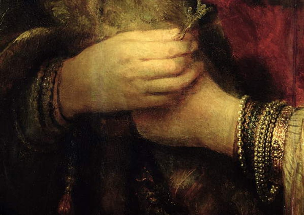 Detail of Portrait of Saskia van Uylenburgh in Rich Costume by Rembrandt Harmensz. van Rijn