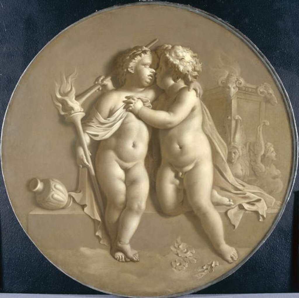 Detail of Two Putti with Flames of Love 'Allegory of Love', 1696 by Adriaan van der Werff