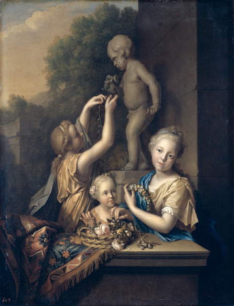Detail of Three Girls sacrifice Flowers to Amor, 1710 by Pieter van der Werff