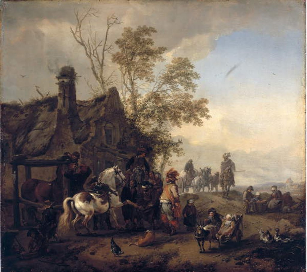 Detail of A Dappled Horse outside the Smithy by Philips Wouwermans or Wouwerman