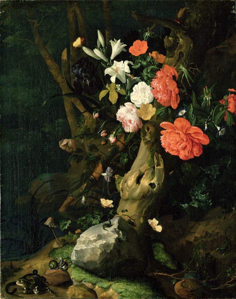 Detail of Still Life of Flowers on Woodland Ground, c.1690 by Rachel Ruysch