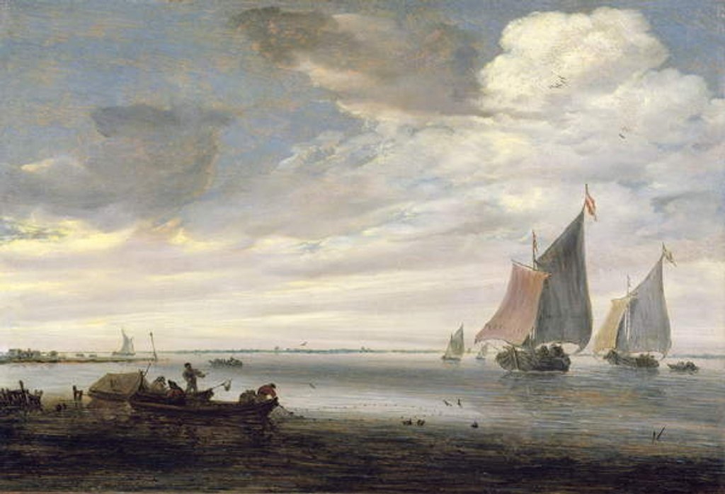 Detail of Wide Rivermouth with Boats, c.1660 by Salomon van Ruisdael or Ruysdael