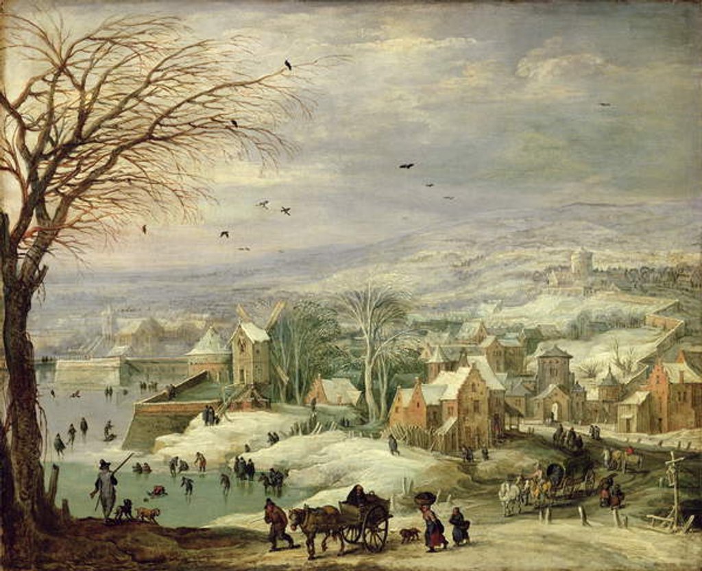 Detail of Village Landscape in Winter, c.1615-20 by Joos or Josse de The Younger Momper