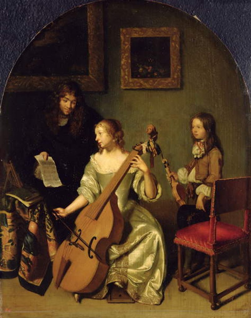 Detail of The Bassviol Player, 1665 by Caspar Netscher