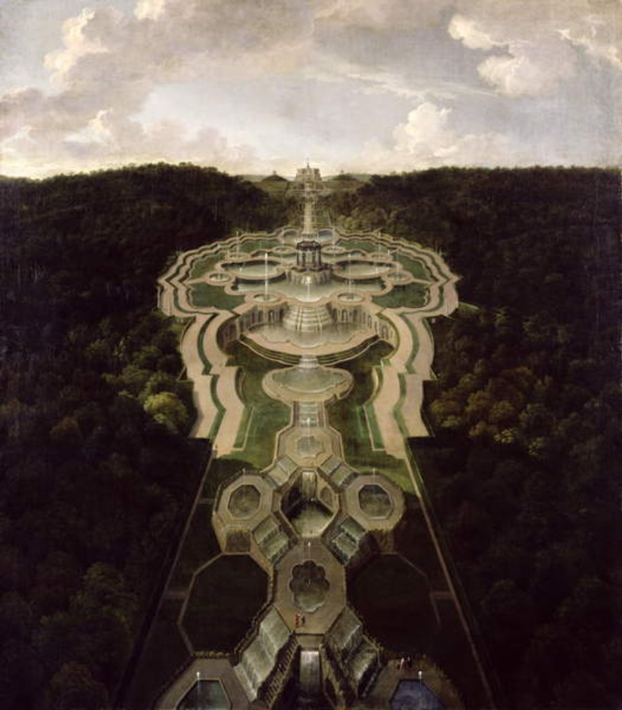 Detail of View over the Great Plaza with Temple at the Beginning of the Second Third of the Waterfalls to the Octagon, after 1716 by Jan van Nickelen