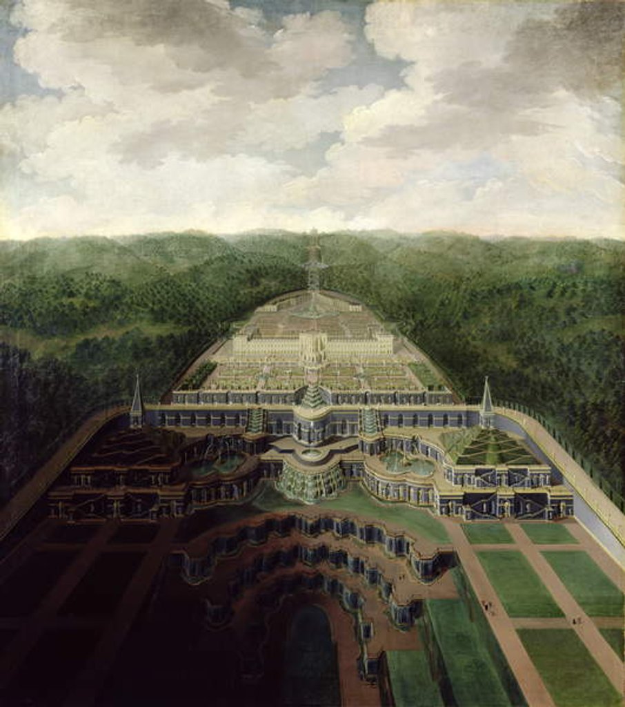 Detail of View of the Karlsberg Complex from the Cascades and Gardens to the Octogon, after 1716 by Jan van Nickelen