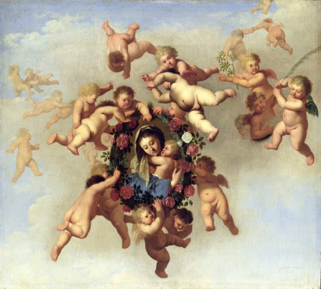 Detail of Angels Carrying a Portrait of the Madonna to Heaven by Cornelis van Poelenburgh or Poelenburch