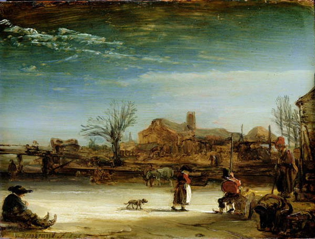 Detail of Winter Landscape, 1646 by Rembrandt Harmensz. van Rijn