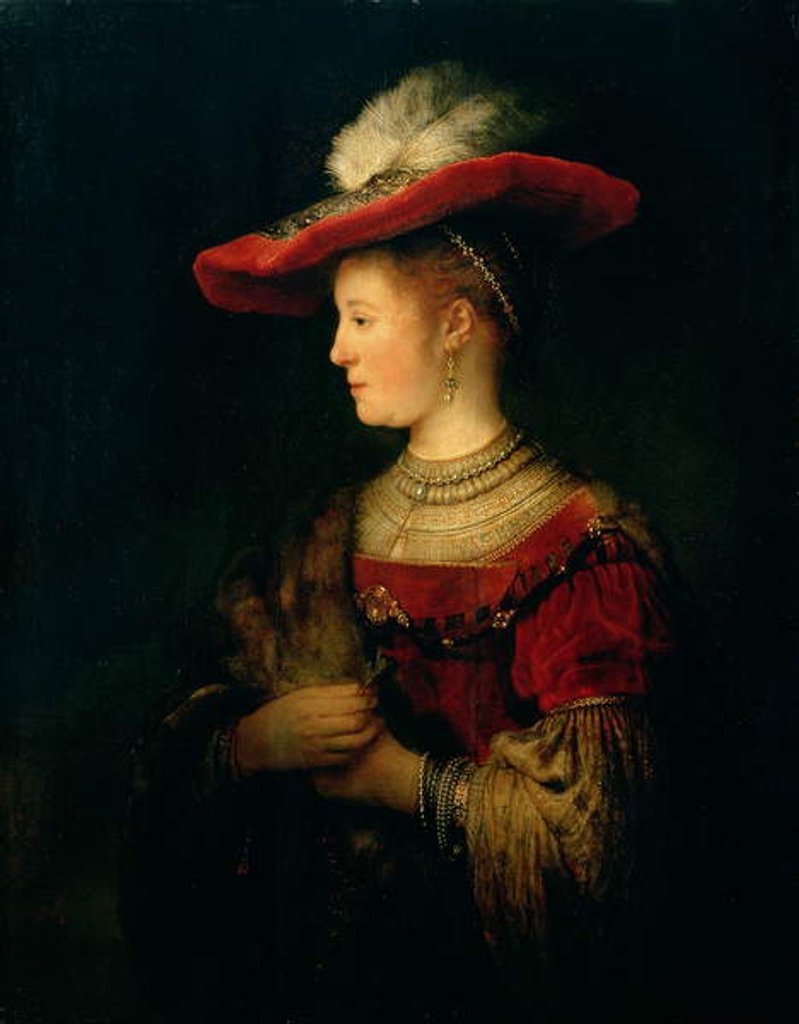Detail of Portrait of Saskia van Uylenburgh by Rembrandt Harmensz. van Rijn