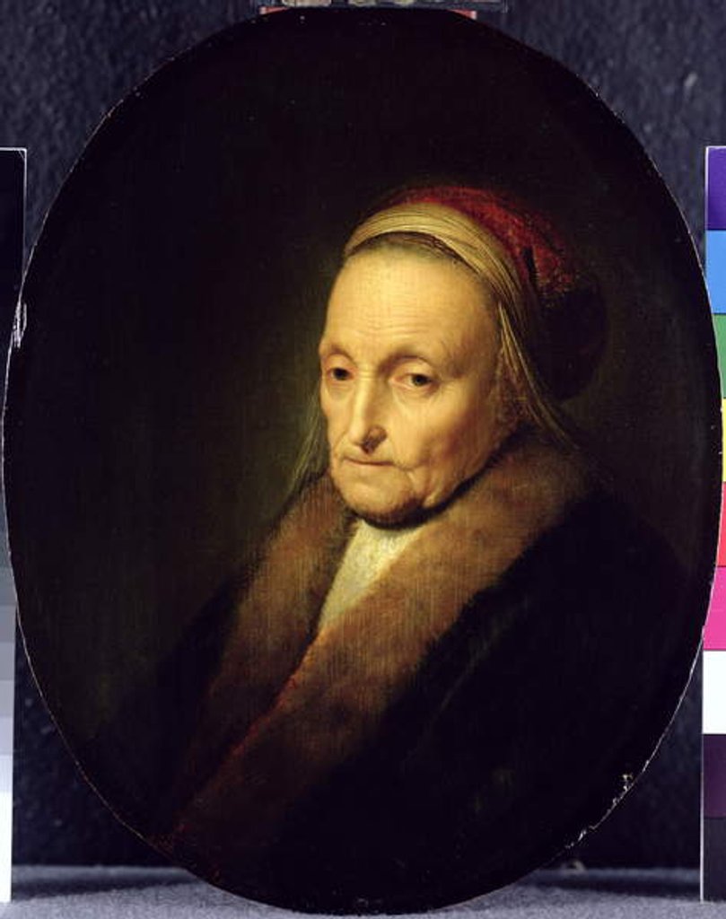 Detail of Head of an Old Woman with a Fur Collar, after 1630 by Gerrit or Gerard Dou