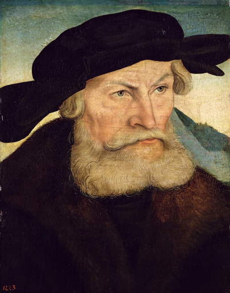 Detail of Portrait of Herzog Heinrich the Pious of Saxony c.1528 by Lucas the Elder Cranach