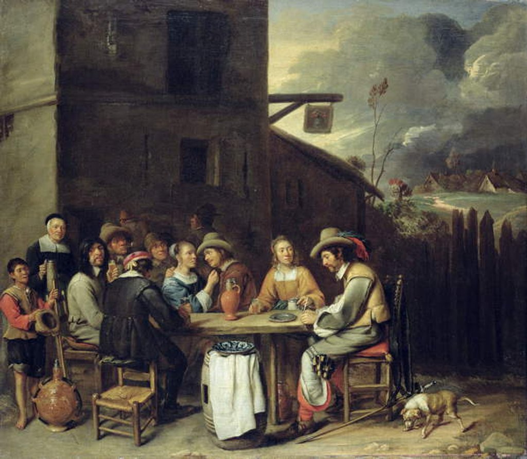 Detail of Companions Carousing in front of a Tavern, 1640-50 by Joos van Craesbeeck