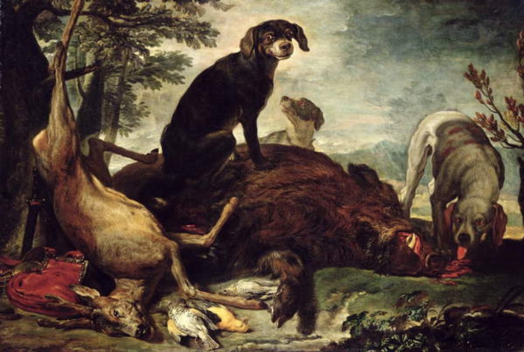 Detail of Dogs with Slain Wild Boar and Deer by David de Coninck
