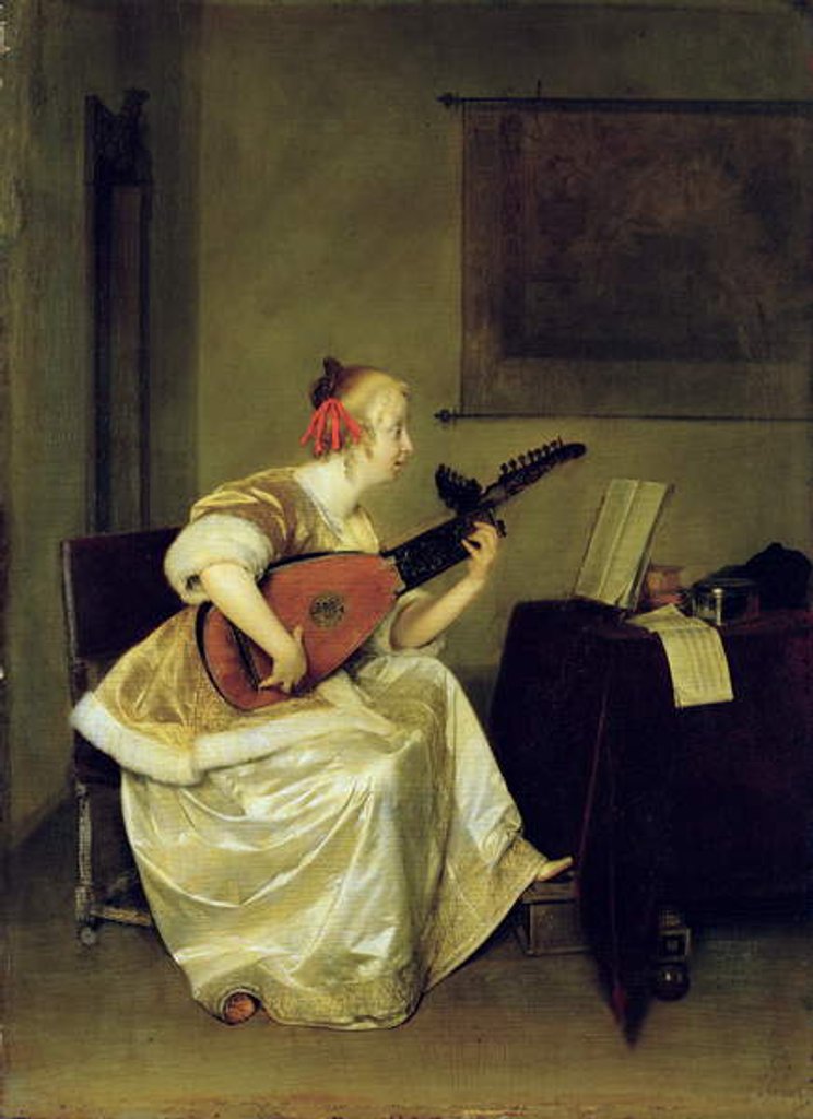 Detail of The Lute Player, 1667-68 by Gerard ter Borch or Terborch