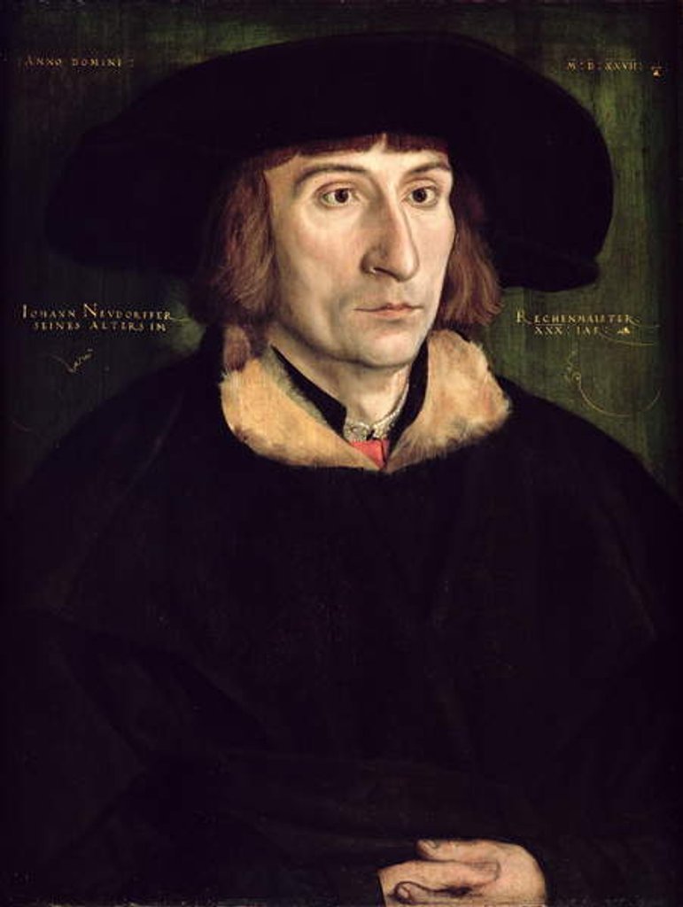 Detail of Portrait of Johann Neudorffer 1527 by Barthel Beham
