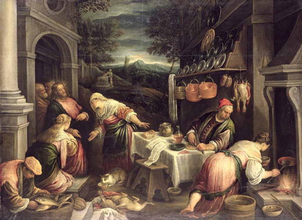 Detail of Jesus with Mary and Martha by Francesco Bassano