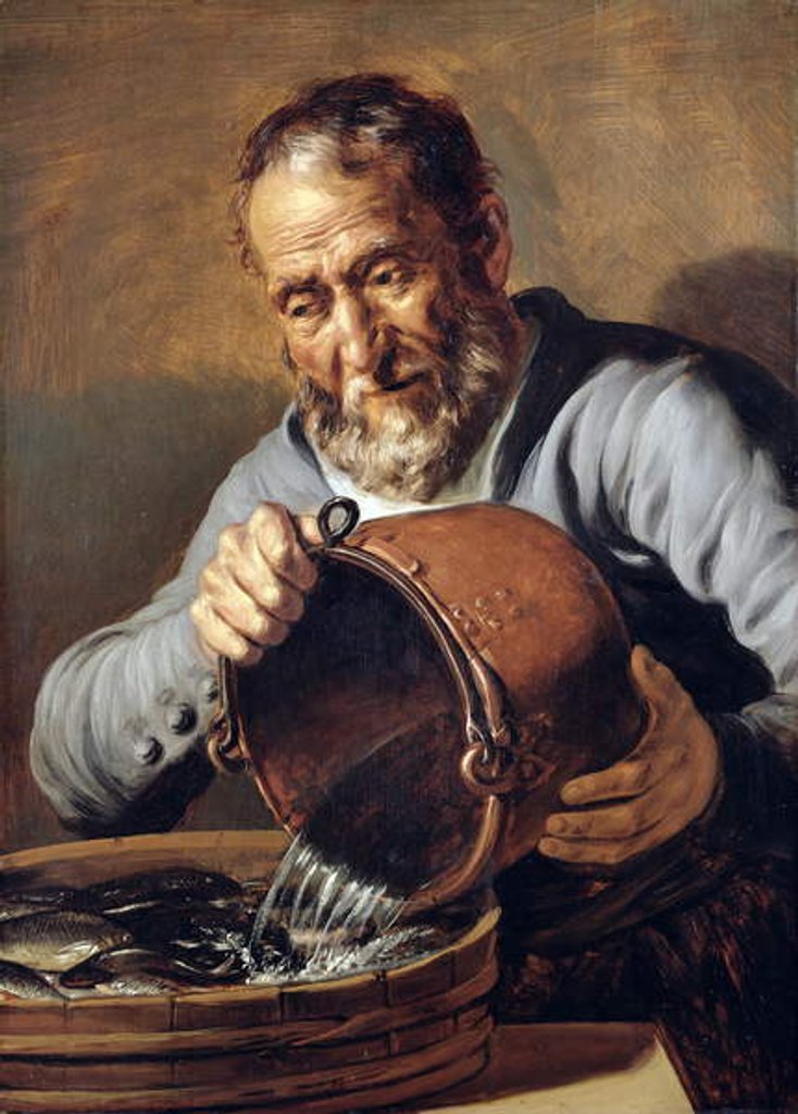 Detail of Water and Old Age: Fishmonger with Bucket and Tub of Fish, 1623-5 by Jan the Elder Lievens