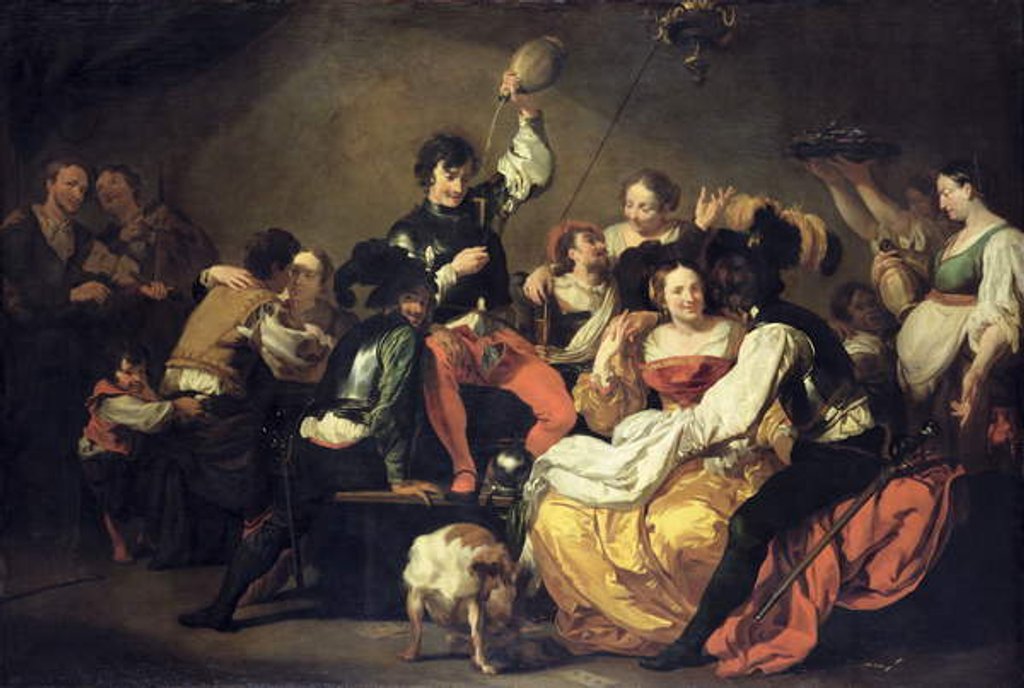 Detail of Revelry with Soldiers and Prostitutes, after 1625 by Johann Liss or Lis or von Lys