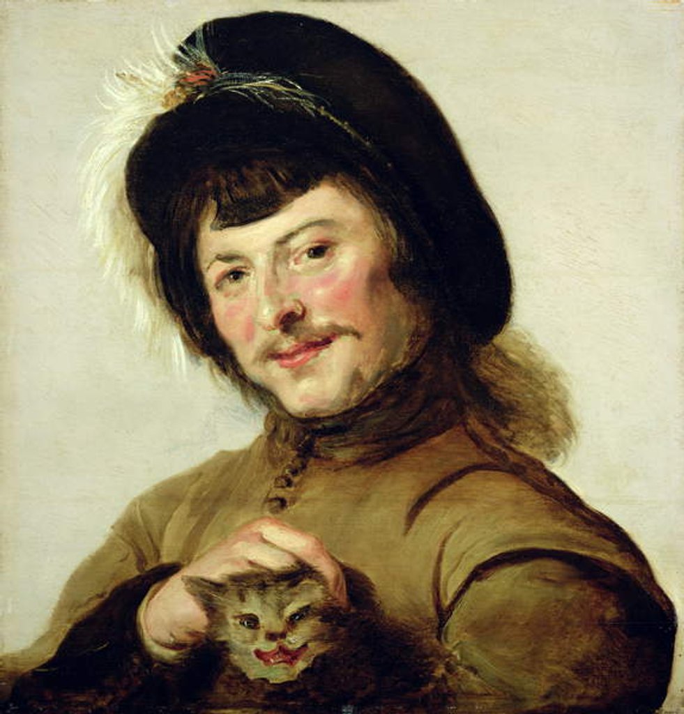 Detail of A Young Man with a Cat, 1635 by Frans (Follower of) Hals