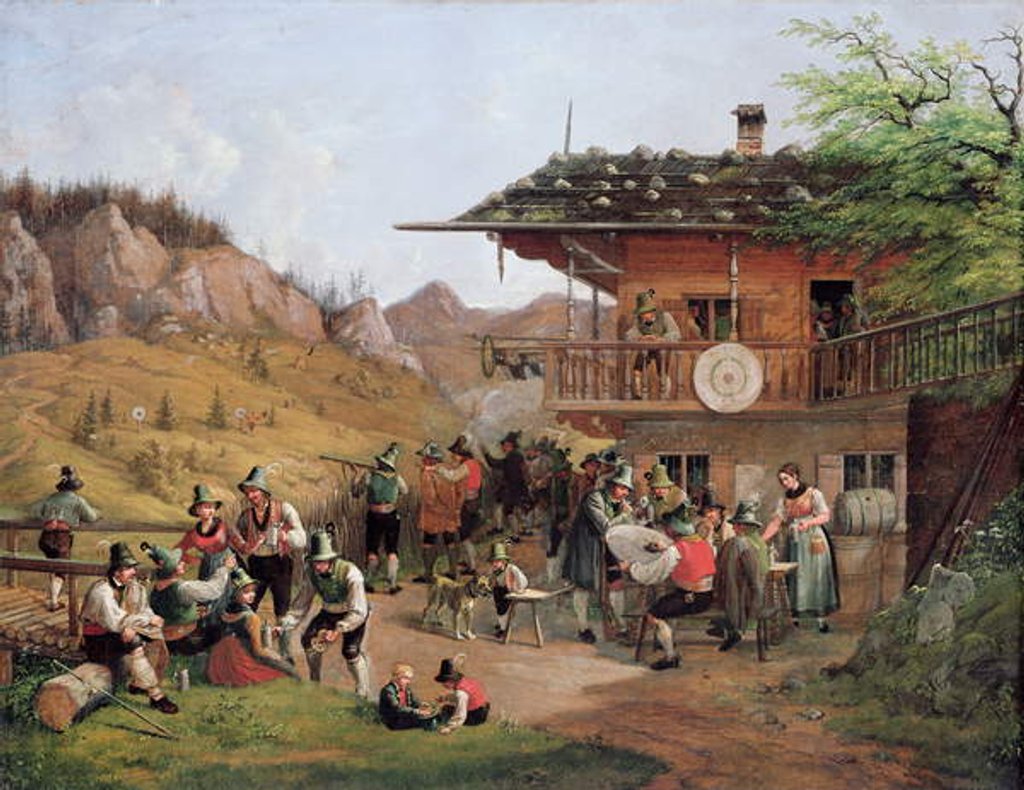Detail of Target Practice in Fischbachau by Lake Schlier by Lorenzo I Quaglio