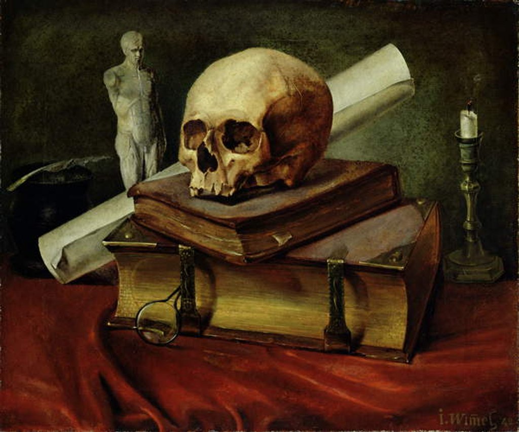 Detail of Vanitas, Still Life, 1842 by Johannes Wimmel