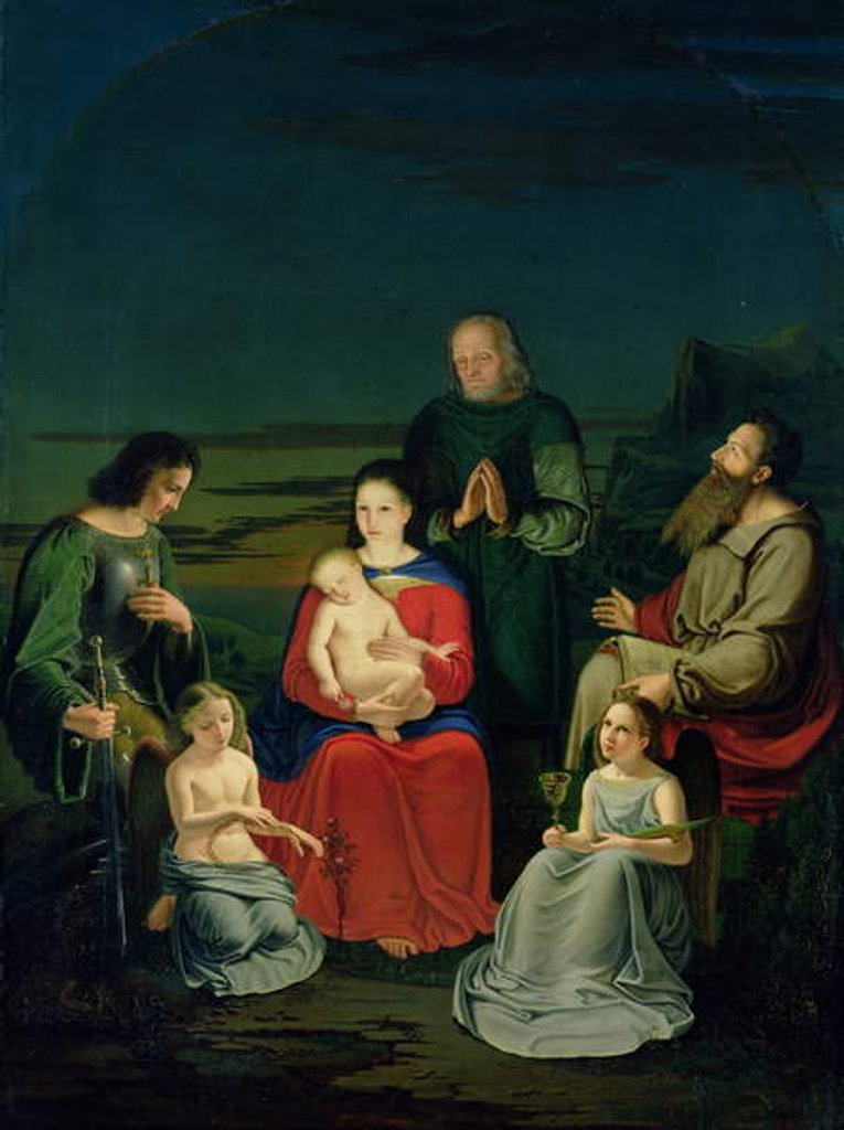 Detail of Holy Family with Angels and Saints, c.1824 by Ludwig Emil Grimm